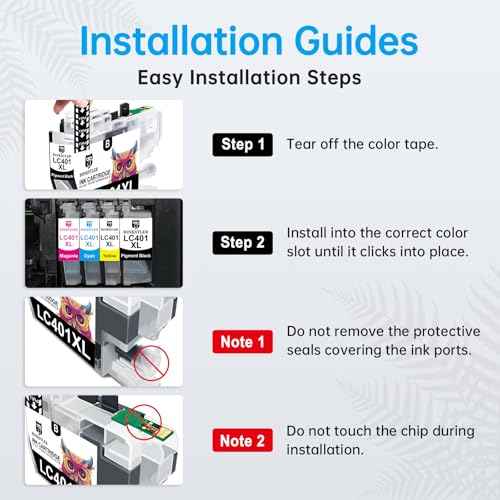 8-Pack LC401XL LC401 Ink Cartridges High Yield for Brother MFC-J1010DW MFC-J1012DW MFC-J1170DW Printer (2BK/2C/2M/2Y, XL)