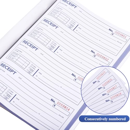 6 Pack Receipt Books with Carbon Copies - Rent Receipt Book