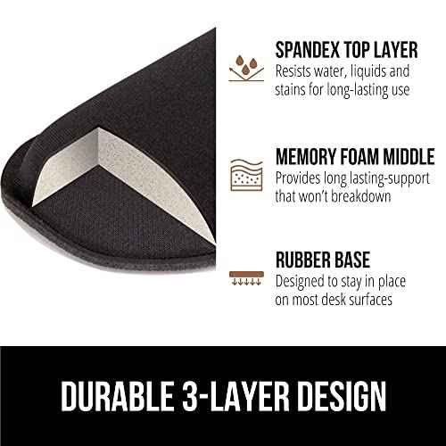 GORILLA GRIP Silky Memory Foam Wrist Rest for Computer Keyboard, Mouse, Ergonomic Design for Typing Pain Relief, Desk Pads Support Hand and Arm, Mousepad Rests, Stain Resistant, 2 Piece Pad, Black