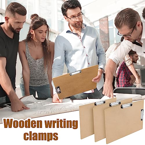 Henoyso 8 Pcs 11x17 Clipboard Wooden Lap Board with Low Profile Clip Brown Double Landscape Clip Hardboard Drawing Board Landscape Horizontal Large Clipboard for Desk Paper Sketching Art Supplies