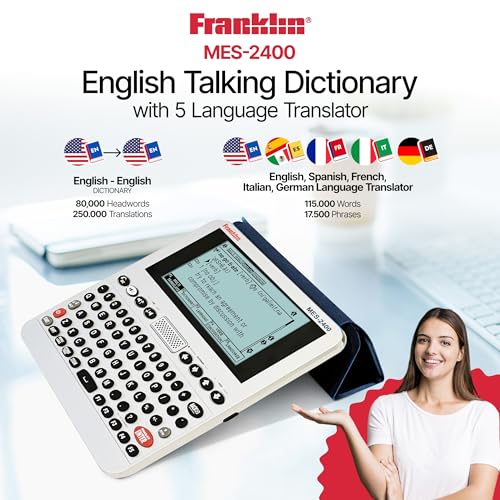 Franklin MES-2400 Blue Digital Talking Dictionary & Translator - Multi-Language Phrase Book