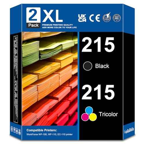 T215 Ink Cartridge (1 Black,1 Tricolor, 2-Pack) Replacement for WF-100 WF-110 EC-C110 Printer