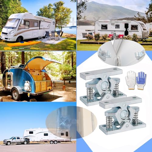 Heavy RV Door Holder Zinc Alloy Trailer Door Latch, Spring Loaded Double Roller Catch Easy Lock Stop for Trailers, Boats, Garage, Cabinets & Home Use with Screws (4 Pcs)