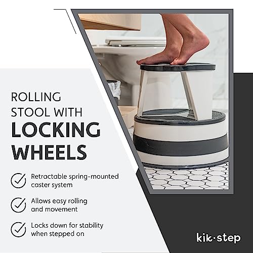 Cramer Rolling Step Stool with Locking Wheels, 350 lb Capacity - Silvertone