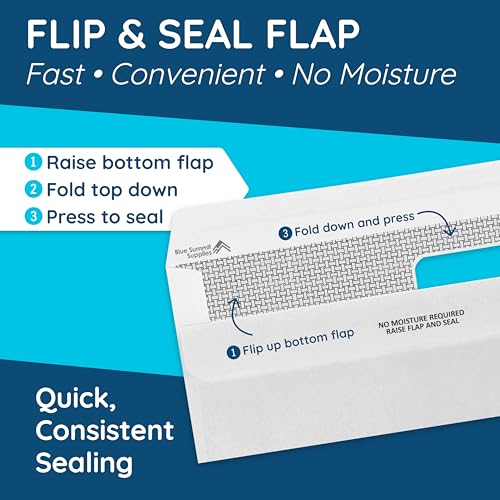 Blue Summit Supplies #9 Double Window Security Envelopes, Flip & Seal, 500 Pack