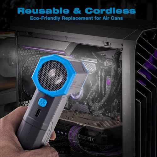 Compressed Air Duster, Hausmeister Airflex Mini - 120,000 RPM Electric Air Duster, Reusable Cordless Blower Replaces Canned Air for Keyboard, PC, Car, Electronics Cleaning