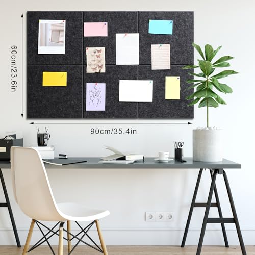 Dark Gray 36x24 Inch Cork Bulletin Board Pack of 6 Felt Pin Boards