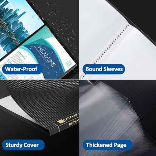 Sooez 18-Pocket Binder with Plastic Sleeves 8.5x11, Heavy Duty Art Portfolio Folder with Clear Sheet Protectors, Display 36 Pages, Presentation Book for Artwork, Document Organizer