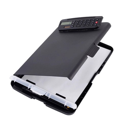 Clipboard with Storage and Calculator, 9.84x14.37in File Folder Plastics Storage Clipboard, Large Capacity Letter Size Side Opening Nursing Slimcase with Pen Holder|Smooth Writing Office Supply