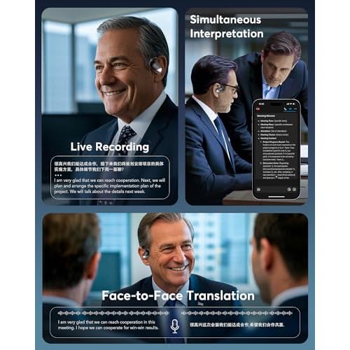 AI Translation Earbuds: Real-Time 144 Languages Translator Earphones, Audifonos Traductores Ingl?s Espa?ol, Bluetooth 5.4, OWS Open Ear & LCD Touch, Ideal for Travelers, Business & Language Learners