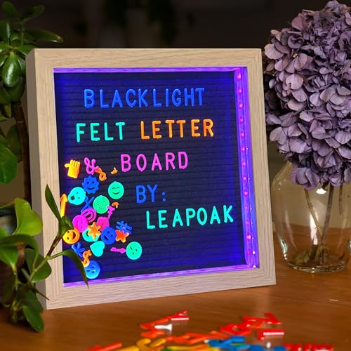 Blacklight Felt Letter Board ? 10" x 10" 680 Vibrant Illuminated Colored Letters, Emojis & Symbols | Changeable Message Board for Baby Announcements, Events, and Home Decor