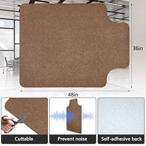 2 Pack Office Rolling Chair Mat for Carpet & Hardwood Floor 36"x48" Desk Chair Mat with Extended Lip Anti-Slip Rolling Computer Rug Floor Protector Cover for Desk Rolling Chair Office-Brown