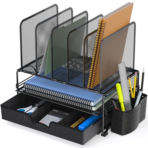 Simple Houseware Black Desk File Organizer with Drawer - Office Supplies