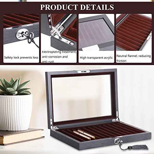 Wood Pen Display Box Luxury Fountain Pen Collector 12 Slot Storage Organizer Case with a Key (1 Layer)