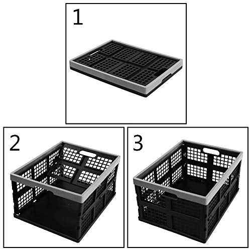 Jekiyo 34-Liter Folding Crates Storage, Collapsible Container Plastic, Set of 3
