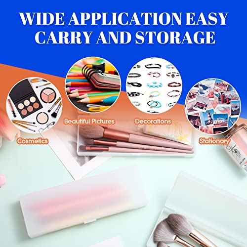 Crtiin 50 Pcs Pencil Boxes Bulk Plastic Clear Pencil Case Box for School Bulk Storage with Hinged Lid for Students School Office Supplies Organization(7.17 x 2.36 x 0.94 Inch)