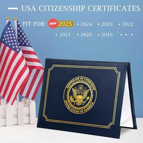 US Citizenship Certificate Holder, COIDEA US Citizenship Gifts, PU Naturalization Certificate Holder with Gold American Seal, Certificate Cover with Padded, Standard Size