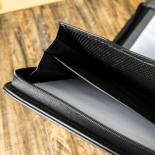 Cossini Black Vegan Leather Portfolio with Zipper & 10.1 Inch Tablet Sleeve – Business Organizer