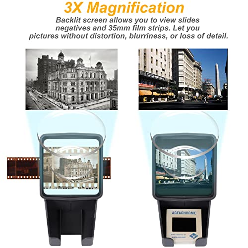 35mm Slide Viewer with 3X Magnification & LED Light, USB Powered for Film Negatives & Slides
