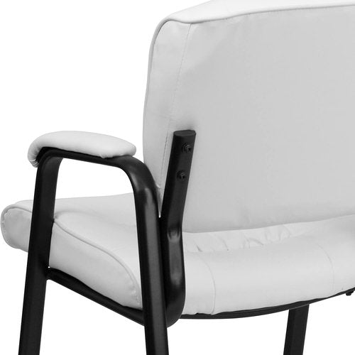 Flash Furniture Haeger White LeatherSoft Executive Side Reception Chair with Black Metal Frame
