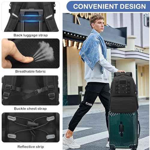Laptop Lunch Backpack for Men - 40L Large Capacity Work Backpack with Lunch Compartment and USB Post, RFID Insulated Cooler Backpack for Work, Travel, Picnic, Black