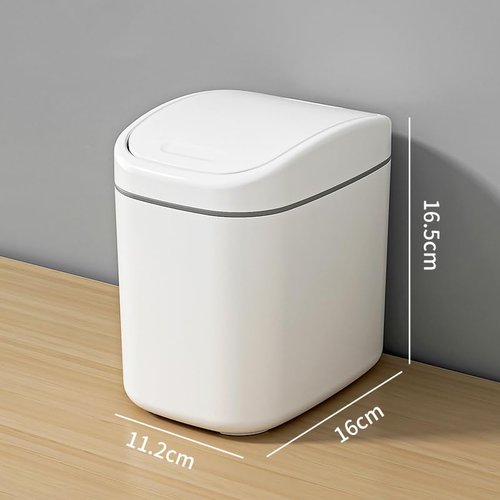 NowExp Mini Trash Can with Lid,Small Desk Trash Can,Countertop Mini Garbage Cans,Tiny Waste Basket,White