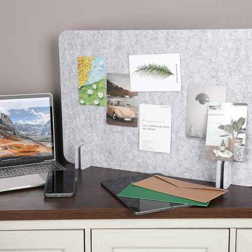 2pcs Acoustic Desk Privacy Panel, 24 x 16" Desk Dividers for Students Desk Partition with Support Feet for Office or Home Use(Silver Gray)