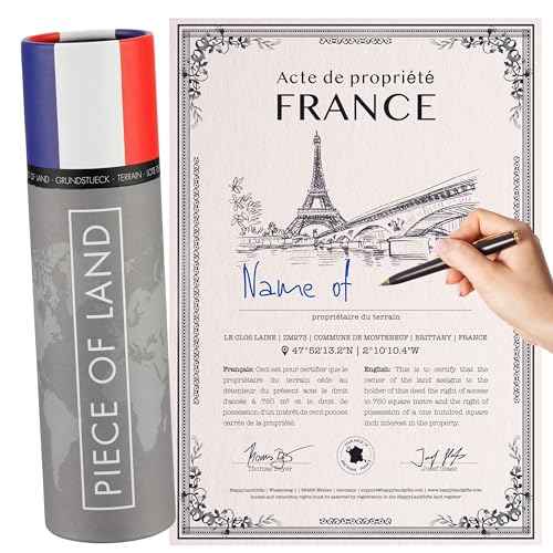 happylandgifts¢ç Real Piece France | Romantic Gift for Family, Girlfried, Boyfriend, Lovers | Personalized Land Owner's Certificate |French Gifts | Romantic Gifts | Paris | Valentines Present