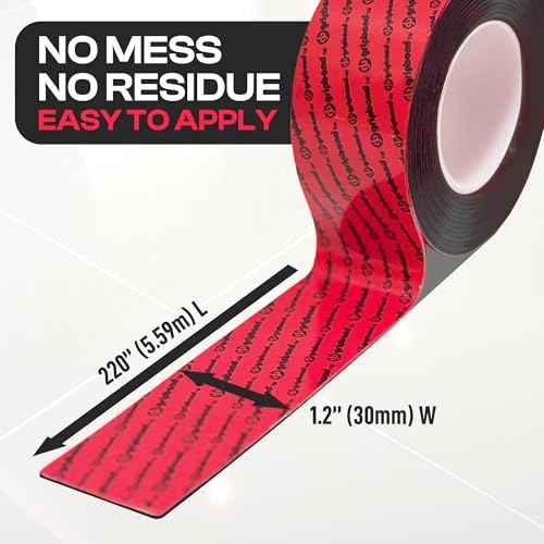 GripBond Black Super Bond Heavy Duty Double Sided Tape, 4 Rolls (18.3 Ft), 1.2¡± x 220¡± ? Waterproof Adhesive Mounting Tape for Indoor/Outdoor, Walls, Automotive, Car, LED Strip Lights, Home, Office