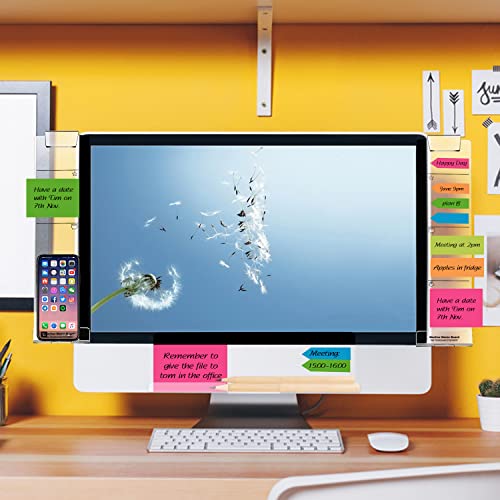 OSPNIEEK Set of 3 Acrylic Monitor Memo Boards for Computer - Left, Right & Bottom with Sticky Notes & Phone Holder