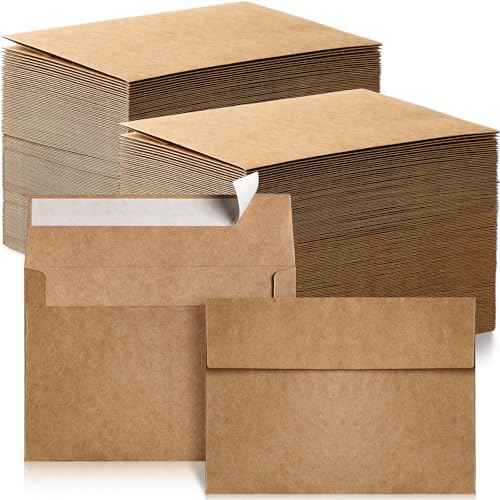 Fainne 600 Pack Brown Envelopes Bulk, Kraft Envelopes for Invitation, 120 GSM Gift Card for Office, Gift, Party, Baby Shower, Wedding (A7,5.25 x 7.25")