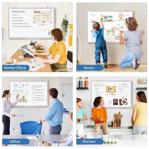 Double Sided White Board Dry Erase, 30 x 20 inch Magnetic Dry Erase Board Whiteboard for Wall, Aluminum Frame Wall-Mounted or Hanging Whiteboard Marker Board Writing Board