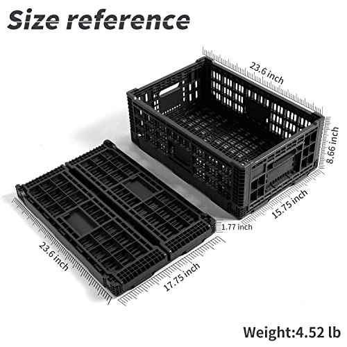 Collapsible Storage Bin Containe£¬52 Liter Transferheavy duty plastic storage box ,milk crates heavy duty Transit storage of various items black (1)