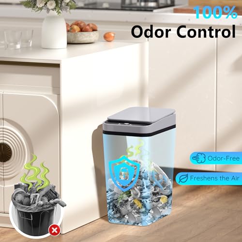 jinligogo Automatic Bathroom Trash Can with Lid 2.6 Gal, Motion Sensor, Waterproof, Mix