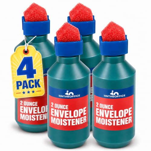 1InTheOffice Envelope Moistener with Sponge Tip - Spill-Proof 4 Pack