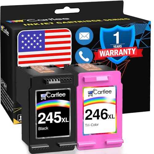 Cartlee Compatible Ink Cartridges Replacement for Canon Ink 245 and 246 PG-245xl CL-246xl for iP2820 MG2420 MG2920 MG2922 MG2520 MG2924 MX492 (2 Pack)