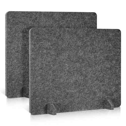 2 Pack Acoustic Desk Dividers - 24" x 20" Freestanding Privacy Panels Set with Noise - Reducing Design Cubicle Sound Proof, Ideal for Office, Classroom, and Home (Dark Gray)