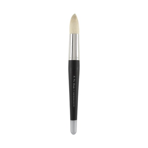 Creative Mark Pro Stroke Premium White Chungking Hog Bristle Artist Paint Brush - Round # 24 - Natural Bristle Brush w/Great Control Suitable for Oils, Watercolors, Acrylics, Alkyds, Caseins