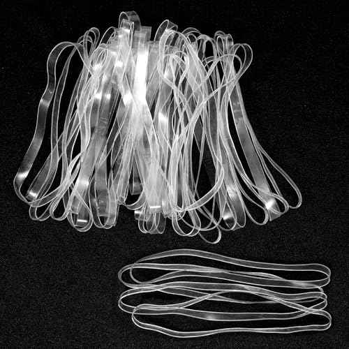 50 Pcs Clear Rubber Bands 200x5mm (Perimeter x Width) Transparent TPU Rubberband Clear Elastic for Home Office Crafts