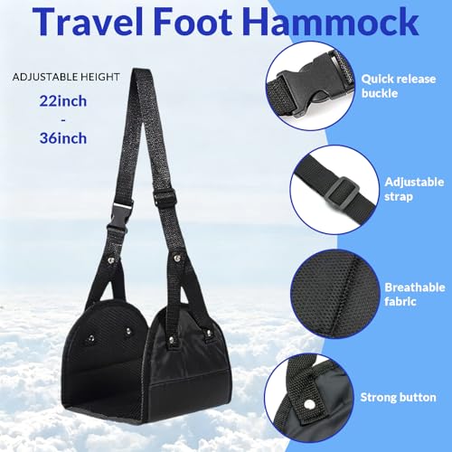AroSpark 2-Pack Adjustable Airplane Footrest Hammock with 22-36in Strap