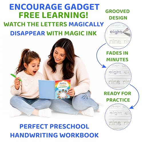 Kids Reusable Handwriting Practice Copybooks with Disappearing Ink Pen - Educational Drawing & Math Workbook Set for Ages 3-8
