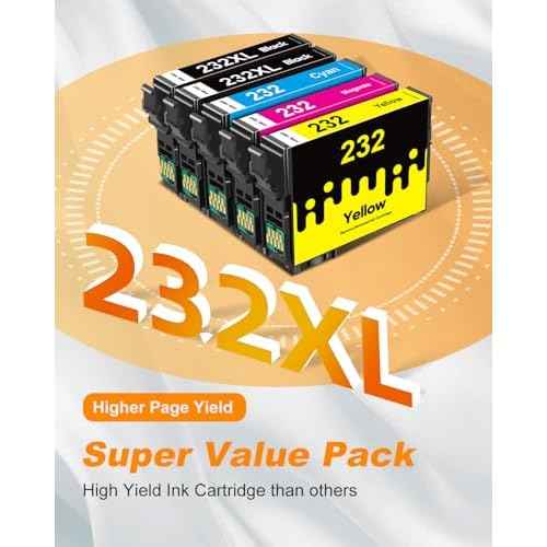 232XL Ink Cartridges Combo Pack Remanufactured Replacement for Epson 232 Ink Cartridge for Epson 232 232XL Ink Cartridges for Epson Printer Epson XP-4205 XP-4200 WF-2930 WF-2950 Printer (5 Pack