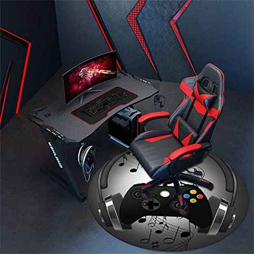 Gaming Chair Mat for Hardwood Floor Non-Slip Round Office Chair Mat for Computer Chair Carpet for Office Gaming Room (Round 47", Black)
