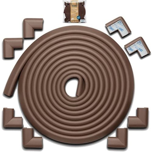 Bundle & Save - Roving Cove Edge Corner Guards (18ft Edge 8 Corners, Coffee Brown) + 3M Double-Sided Replacement Tape (#9448A) - 36 feet (0.67in Wide)