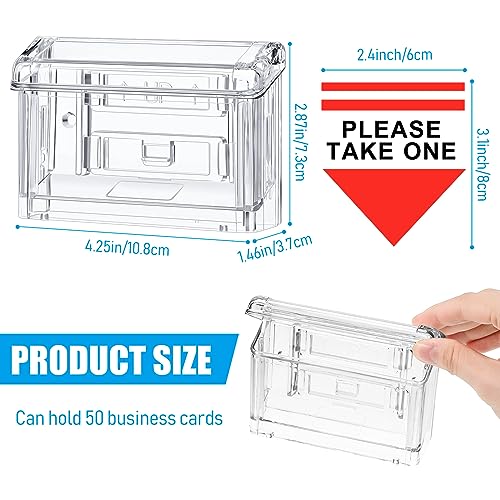 Crtiin 12 Pcs Outdoor Business Card Holder Clear Waterproof Acrylic Business Card Holder Wall Mount for Car with Take One Sticker for Office Store Trucks Wall, 4.25 x 1.46 x 2.87 Inch