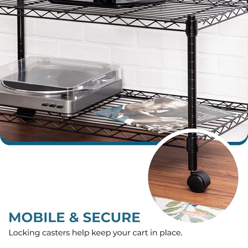 Honey-Can-Do Honey Can Do 2-Tier Media Cart CRT-03937 Black 18 x 36