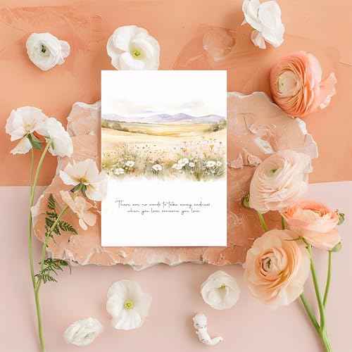Sympathy Cards with Envelopes, Watercolor landscape Design Sympathy Cards Set of 20, Condolence Card with Matching Peel-and-Seal Rustic Envelopes, Each Card Comes with Heartfelt Condolences