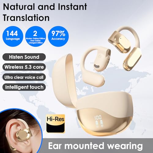 Language Translator Earbuds, 3-in-1 Translation Earbuds, AI Translation Earbuds Real Time for Android iOS, 144 Languages AI Earbuds Translators Headphones for Travel Business Learning (KH + BK)