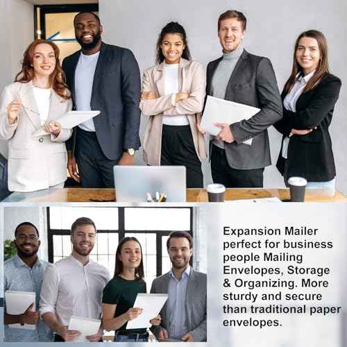 Dianelhall 100 Pcs Waterproof Expansion Envelopes, 12 x 16 Inch Tear Resistant Expandable Mailer Envelopes Hdpe Nonwoven Material Self Adhesive Closure for Secure Mailing Storage Document