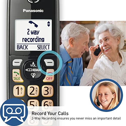Panasonic Cordless Phone with Answering Machine and 2 Black Handsets - Reliable Landline System